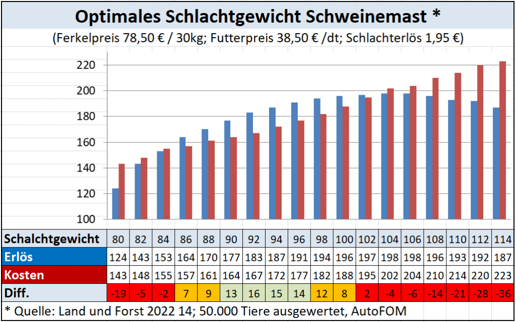 optimales Schlachtgewicht